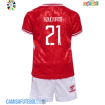 Camisa de time de futebol Dinamarca Morten Hjulmand #21 Replicas 1º Equipamento Infantil Europeu 2024 Manga Curta (+ Calças curtas)